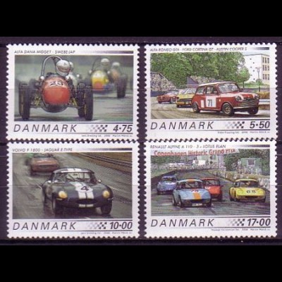 Dänemark Mi.Nr. 1433-36 Klassische Rennwagen (4 Werte)