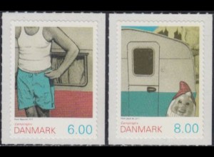 Dänemark Mi.Nr. 1640-41BA Camping, Wohnwagen, Camper, Gartenzwerg, skl. (2 W.)