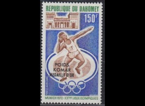 Dahomey Mi.Nr. 501 Olymp.Spiele 1972 München Goldmedaille Komar (150)