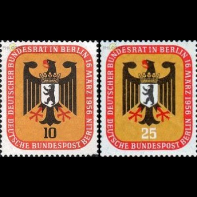 Berlin Mi.Nr. 136-137 Bundesratssitzung 56, Bundesadler, Berl.Wappen (2 Werte)