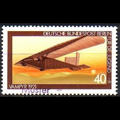 Berlin Mi.Nr. 592 Jugend 79 Segelflugzeug Vampyr 1921 (40+20)