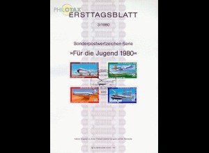 Berlin Mi.Nr. 3/80 Jugend, Luftfahrt (Marken MiNr.617-620)