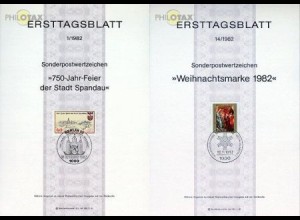 Berlin Mi.Nr. 1-14/82 Kompletter Jahrgang der Ersttagsblätter 1982 (14 ETB)