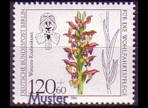 Berlin Mi.Nr. 727 Wohlfahrt 84 Orchideen Wanzenknabenkraut (120+60)