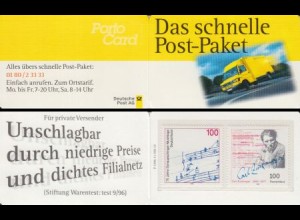 D,Bund Portocard P-1996-11.500-18 Post-Paket (mit je 1 x MiNr. 1890 + 1893)