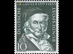 D,Bund Mi.Nr. 204 Carl Friedrich Gauß, Mathematiker, Physiker, Astronom (10Pf)