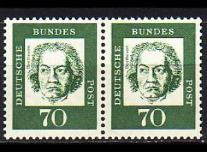 D,Bund Mi.Nr. 358ya Paar Bed. Deutsche, Lud.v. Beethoven, fluor. Papier (2 x 70)