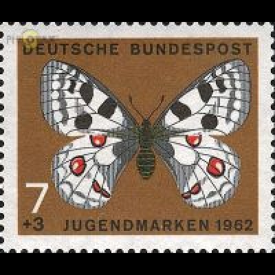 D,Bund Mi.Nr. 376 Jugend 62 Schmetterlinge, Apollofalter (7+3)