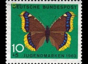 D,Bund Mi.Nr. 377 Jugend 62 Schmetterlinge, Trauermantel (10+5)
