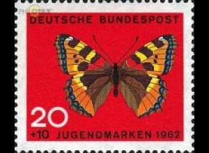 D,Bund Mi.Nr. 378 Jugend 62 Schmetterlinge, Kleiner Fuchs (20+10)