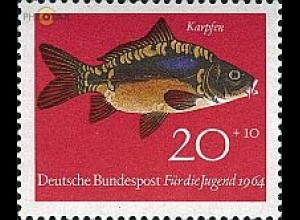 D,Bund Mi.Nr. 414 Jugend 64 Fische, Karpfen (20+10)