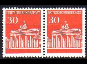 D,Bund Mi.Nr. 508 Paar Freim. Brandenburger Tor, waager.Paar (2 x 30)