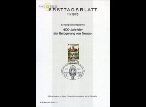 D,Bund Mi.Nr. 11/75 Belagerung der Stadt Neuss (Marke MiNr.843)