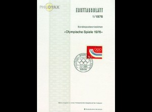 D,Bund Mi.Nr. 1/76 Olympia 76 Innsbruck (Marke MiNr.875)