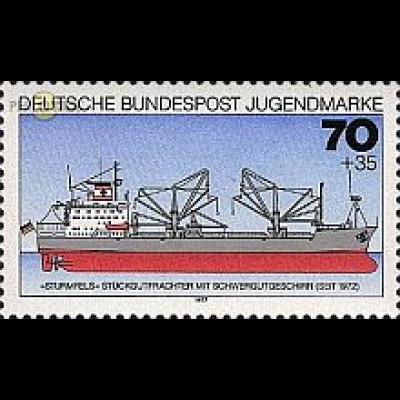 D,Bund Mi.Nr. 932 Jugend 77, Frachter Sturmfels (70+35)
