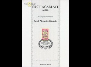 D,Bund Mi.Nr. 1/78 Rudolf Alexander Schröder (Marke MiNr.956)