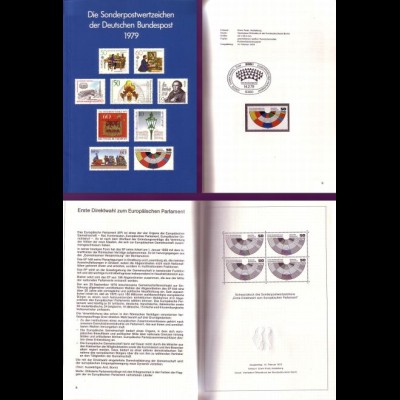 D,Bund Jahrbuch 1979 mit Sondermarken Bund + Berlin in Taschen + Schwarzdruck