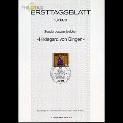 D,Bund Mi.Nr. 18/79 Hildegard von Bingen (Marke MiNr.1018)