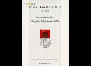 D,Bund Mi.Nr. 21/79 Tag der Briefmarke, Posthausschild (Marke MiNr.1023)