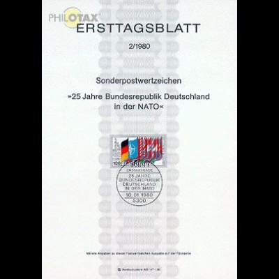 D,Bund Mi.Nr. 2/80 25 Jahre Zugehörigkeit zur NATO (Marke MiNr.1034)