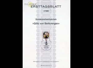 D,Bund Mi.Nr. 4/80 Götz von Berlichingen (Marke MiNr.1036)