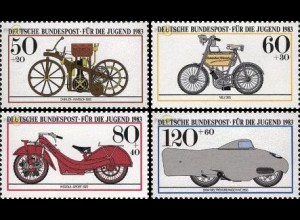 D,Bund Mi.Nr. 1168-1171 Jugend 83 Histor.Motorräder (4 Werte)