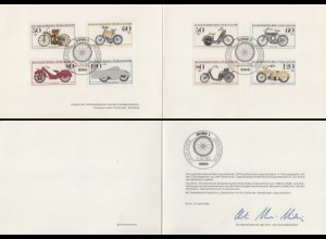 D,Bund Mi.Nr. 1168-71 + Berlin 694-97 Jugend, Historische Motorräder (8 Werte)