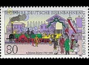 D,Bund Mi.Nr. 1264 150 J.dt.Eisenbahnen, Adler von Nürnberg nach Fürth (80)