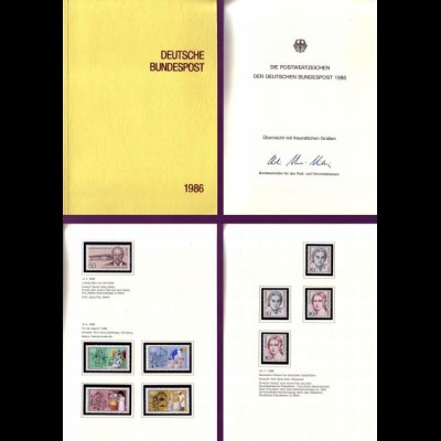 D,Bund Jahrbuch 1986 mit Marken Bund + Berlin in Taschen (Gelb)