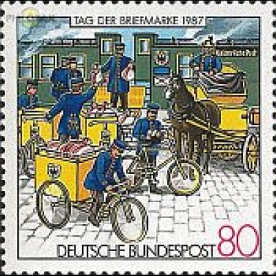 D,Bund Mi.Nr. 1337 Tag der Briefmarke 87, Bahnpostverladung (80)