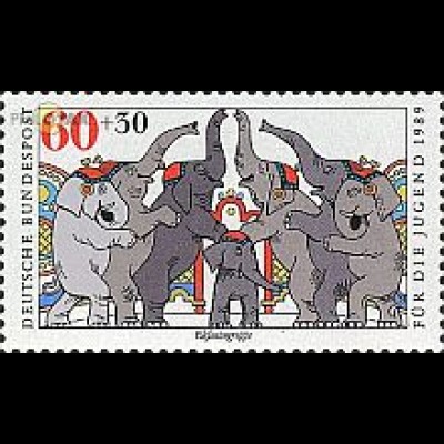 D,Bund Mi.Nr. 1411 Jugend 89 Zirkus, Elefantengruppe (60+30)