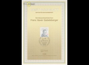 D,Bund Mi.Nr. 18/89 Franz Xaver Gabelsberger (Marke MiNr.1423)