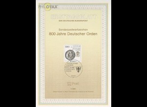 D,Bund Mi.Nr. 7/90 800 Jahre Deutscher Orden (Marke MiNr.1451)
