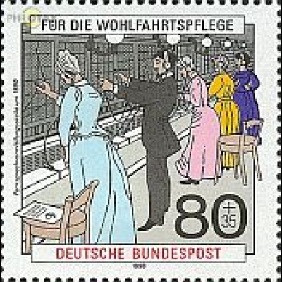 D,Bund Mi.Nr. 1475 Wohlf.90 Geschichte der Post, Fernsprechvermittlung (80+35)