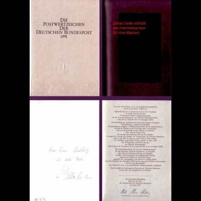 D,Bund Jahrbuch 1991 mit Klemmtaschen (Silber mit Widmung)
