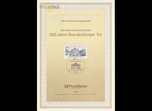 D,Bund Mi.Nr. 4/91 200 Jahre Brandenburger Tor Berlin (Marke MiNr.1492)