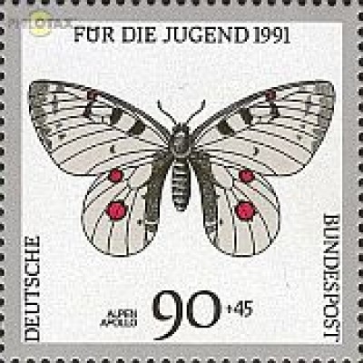 D,Bund Mi.Nr. 1517 Jugend 91 Schmetterlinge, Alpen Apollo (90+45)