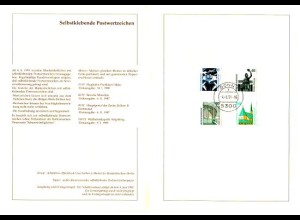D,Bund Blatt S/91 Selbstkl.Freimarken Sehenswürdigkeiten (Marken MiNr.1531-1534)