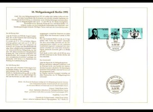 D,Bund Blatt 26/91 Weltgaskongreß Berlin (Marken MiNr.1537-1538)