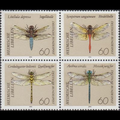 D,Bund Mi.Nr. Zus.dr.1546-49 Libellen á 60 Pfg.Viererblock (4 Werte)
