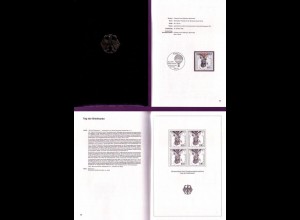 D,Bund Jahrbuch 1992 mit den Sondermarken in Taschen + Schwarzdruck (Blau)