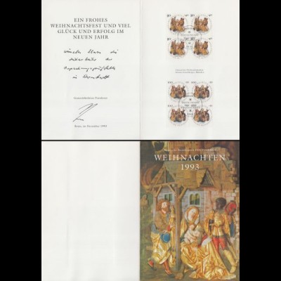 D,Bund Mi.Nr. 1707-08 Weihnachten 1993, Generaldirektion (2 Werte i.Viererblock)