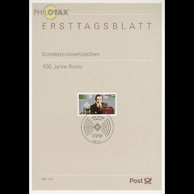 D,Bund Mi.Nr. 21/95 100 Jahre Radio (Marke MiNr.1803)
