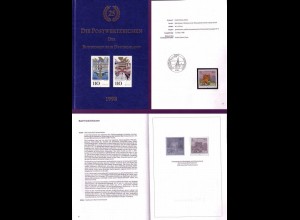 D,Bund Jahrbuch 1998 mit Marken in Taschen, Schwarzdruck + Hologramm
