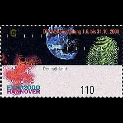 D,Bund Mi.Nr. 2130 EXPO 2000 Erde, Fingerabdruck (110)