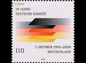 D,Bund Mi.Nr. 2142 10 Jahre Deutsche Einheit, Farben d. dt. Staatsflagge (110)