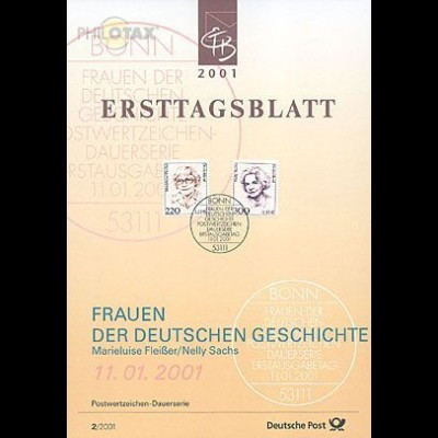 D,Bund Mi.Nr. 2/01 Freim. Frauen, Fleißer + Sachs (Marken MiNr.2158-2159)