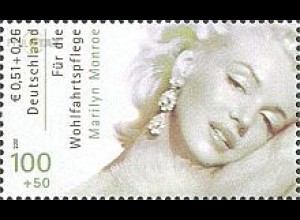 D,Bund Mi.Nr. 2219A Marilyn Monroe, K 14 (100+50Pf/0,51+0,26€)