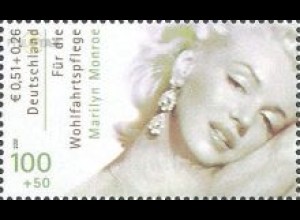 D,Bund Mi.Nr. 2219C Marilyn Monroe, aus MH (100+50Pf/0,51+0,26€)