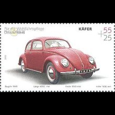 D,Bund Mi.Nr. 2292 Wohlfahrt, Oldtimer, VW Käfer (55+25)